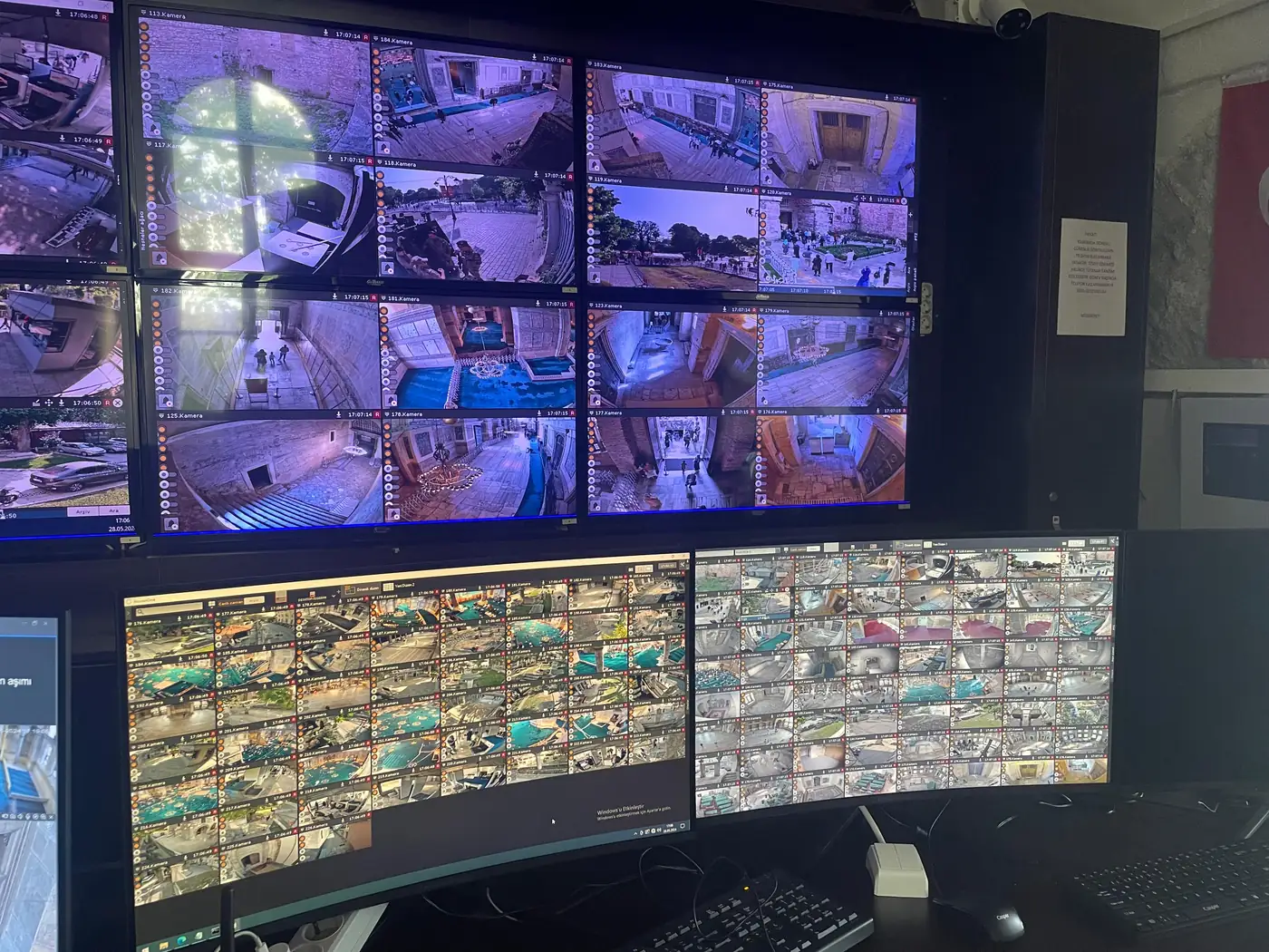 Ayasofya Camii güvenlik izleme odası — kurulum ve video analiz Süpernet Bilişim tarafından yapıldı